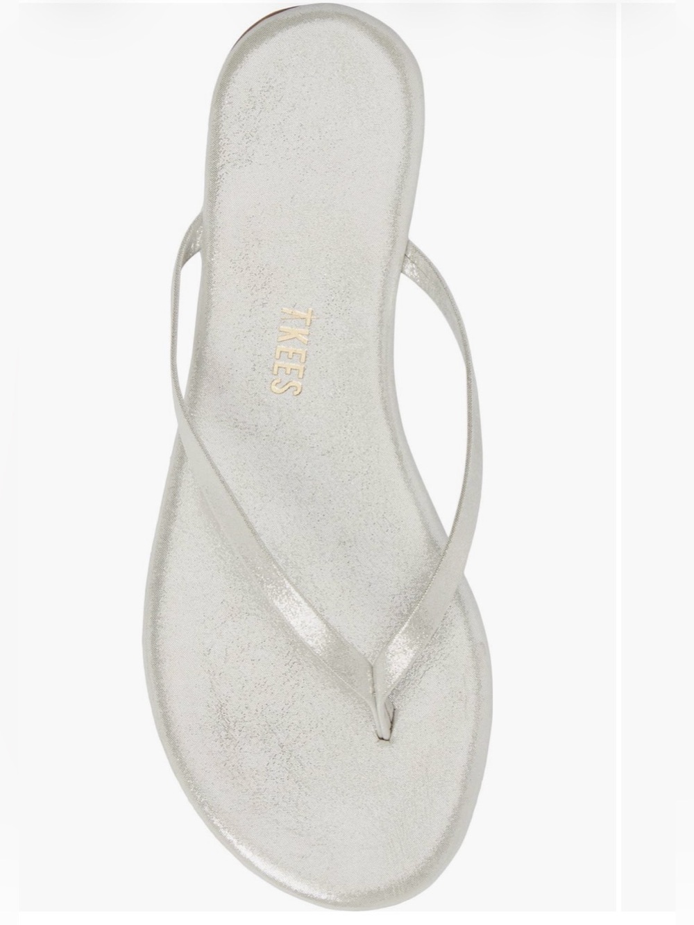 TKEES Glitters Gleam Leather Silver Metallic Thin-Strap Sandal